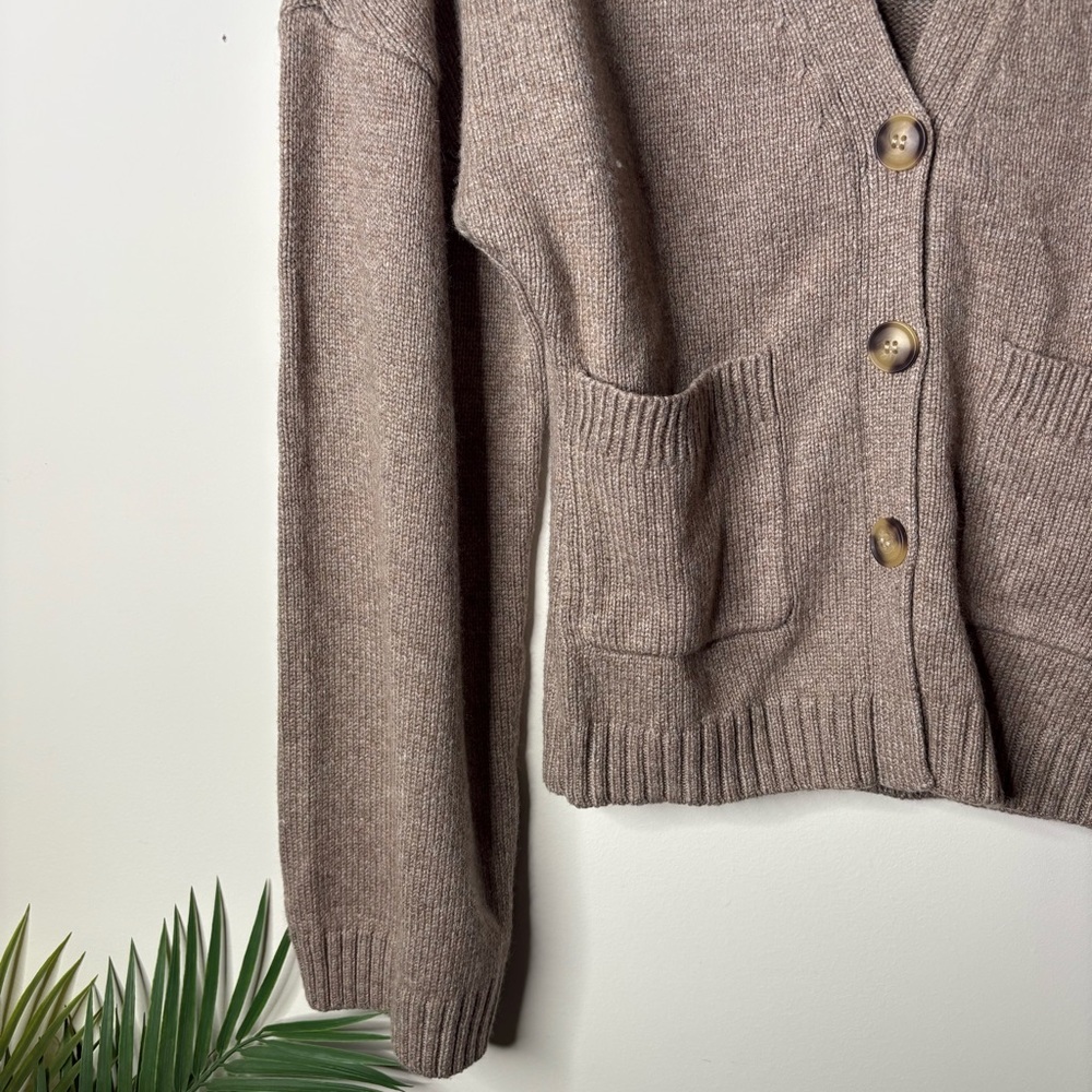 Helsa Sanna Cardigan Medium Taupe Wool Blend Button Up - Picture 7 of 9